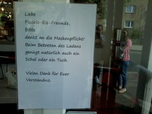 Hinweis auf Masken-Plicht